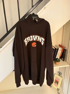 Cleveland Browns Oversized Hoodie Brown NFL Sweatshirt Large